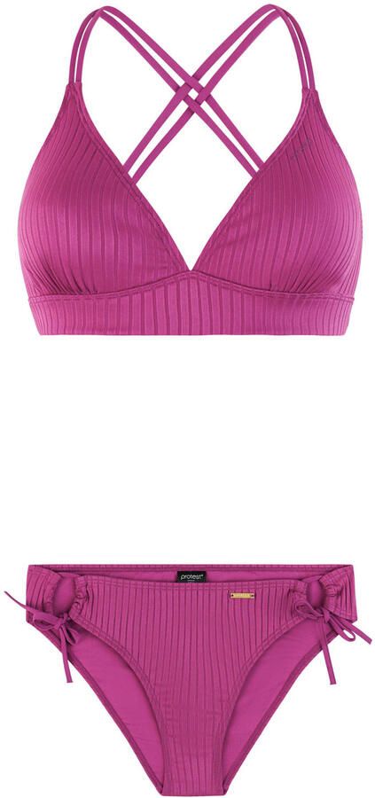 Protest voorgevormde triangel bikini set PRTCOSTA met ribstructuur fuchsia - Foto 3
