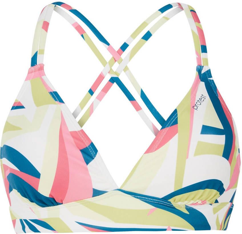 Protest voorgevormde triangel bikinitop MIXSUPERAS wit roze blauw