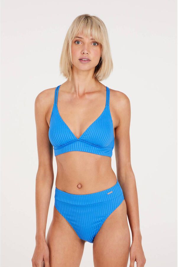 Protest voorgevormde triangel bikinitop MIXTUNE met ribstructuur blauw