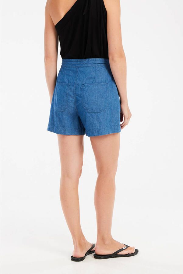 Protest wide leg regular waist denim short medium blue denim