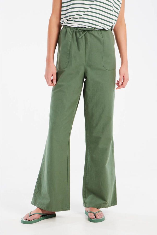Protest wide leg regular waist broek olijfgroen - Foto 3
