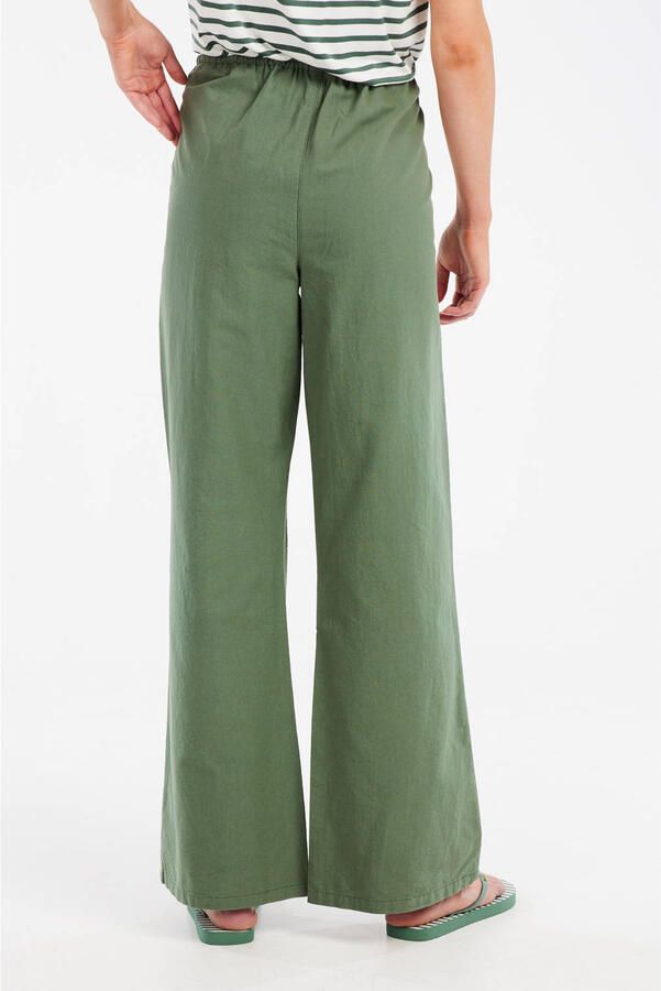 Protest wide leg regular waist broek olijfgroen