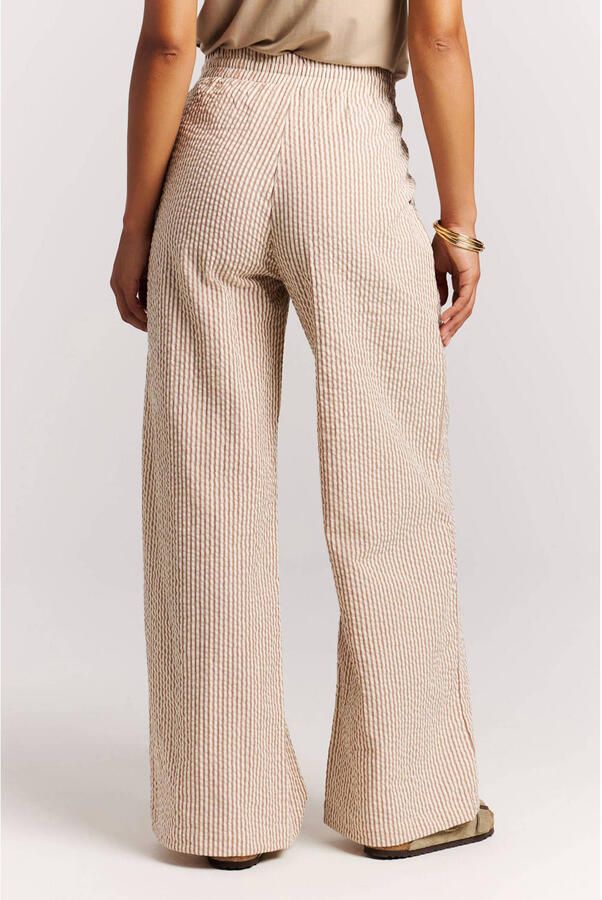 Protest wide leg regular waist gestreepte broek bruin - Foto 3
