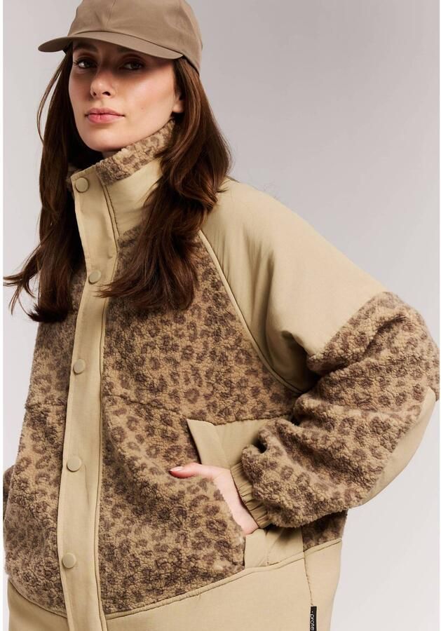 Protest winterjas met panterprint beige