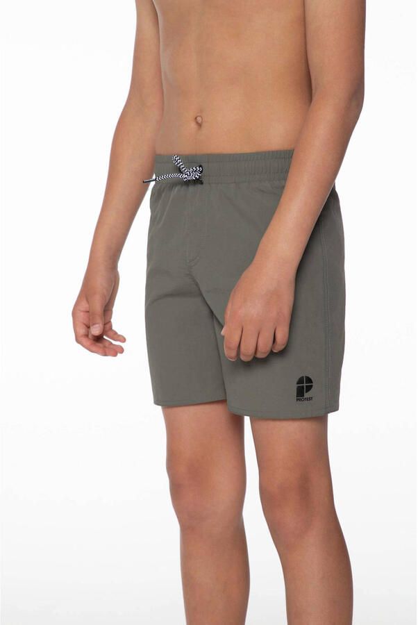 Protest zwemshort CULTURE JR donkergroen Jongens Polyamide Effen 176