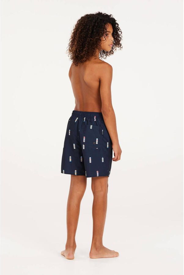 Protest zwemshort PRTBITMAP JR donkerblauw Jongens Polyester All over print 164