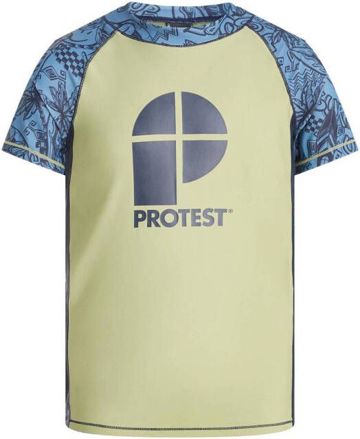 Protest UV T-shirt PRTAHOY JR lichtgroen blauw