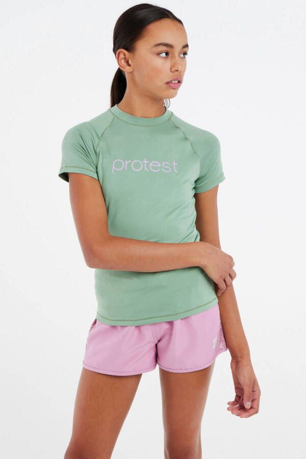Protest UV T-shirt PRTSENNA JR groen UV shirt Meisjes Polyester Ronde hals 152