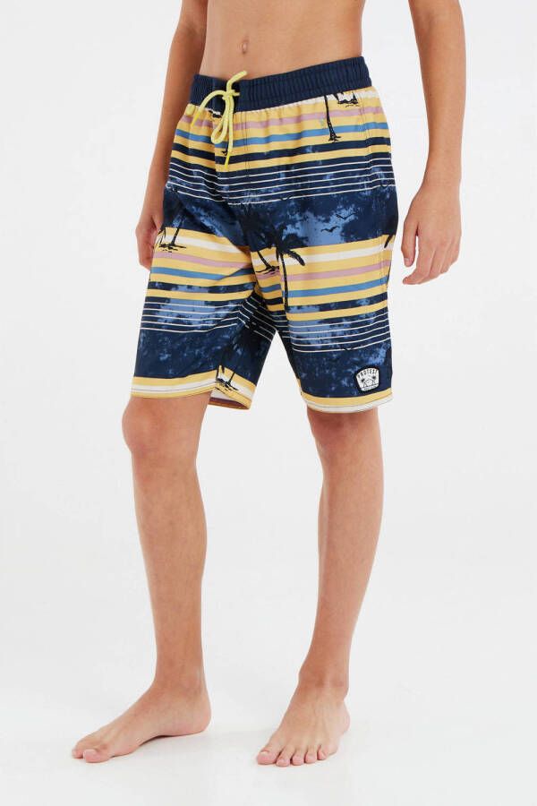 Protest zwemshort PRTJASON JR donkerblauw lichtgeel