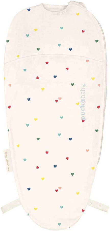 Puckababy The Original Piep inbakerslaapzak Hearts Confetti 0-3 mnd Inbakerdoek Ecru