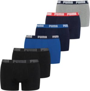 Puma basic boxershort 6 pack zwart blauw heren