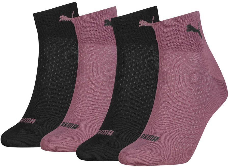 Puma sokken set van 4 zwart roze