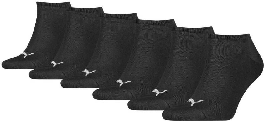 Puma sneakersokken met logo set van 6 zwart