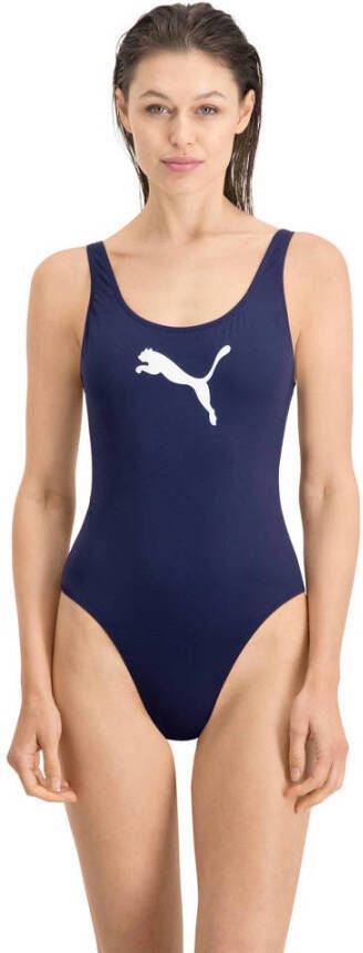 Puma sportbadpak met logo donkerblauw