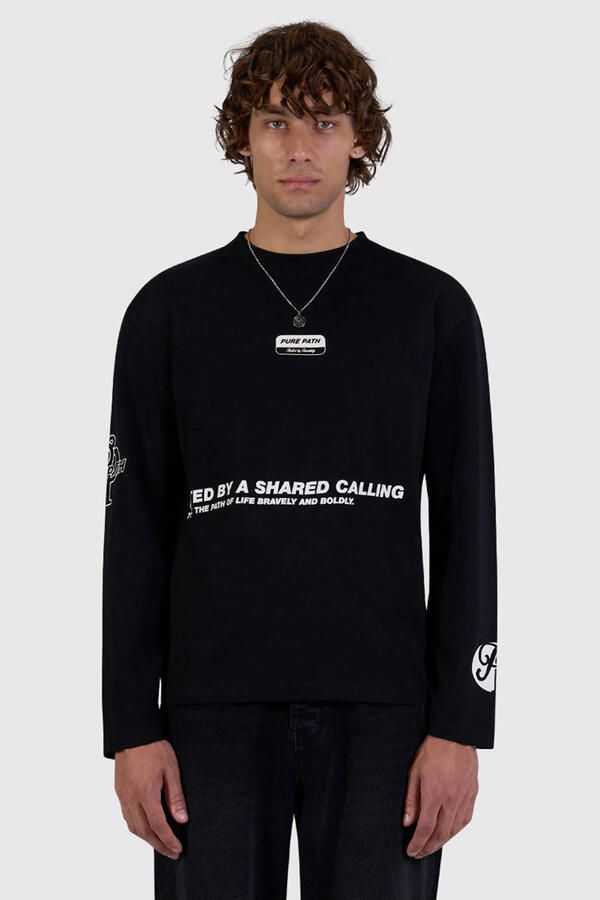 PURE PATH Heren Polo's & T-shirts United Longsleeve Zwart - Foto 5