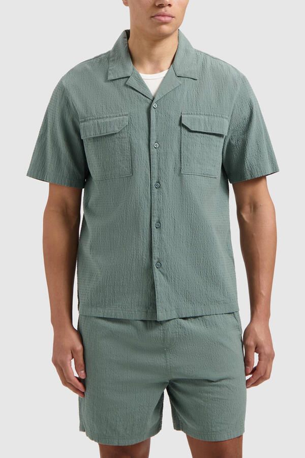 PURE PATH Heren Overhemden Regular Fit Shortsleeve Shirts Groen - Foto 6