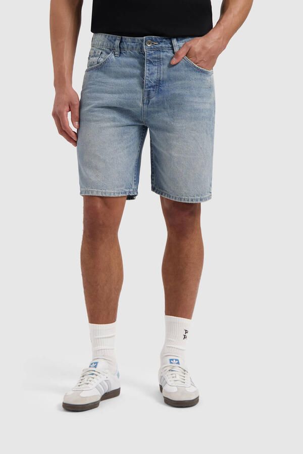 PURE PATH Heren Jeans The Owen Regular Fit Denim Shorts Blauw - Foto 7
