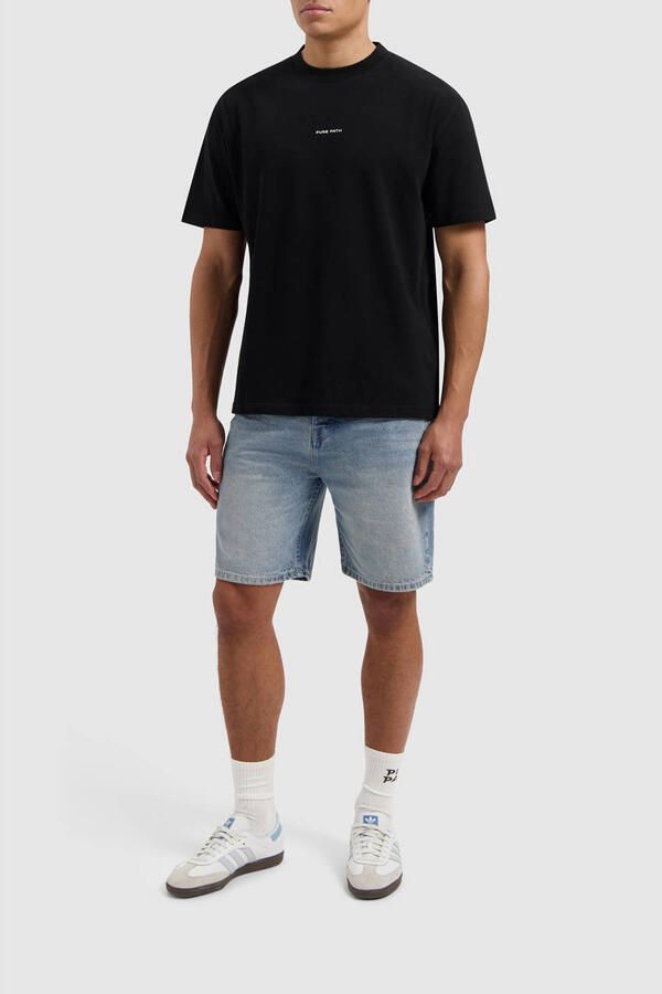 PURE PATH Heren Jeans The Owen Regular Fit Denim Shorts Blauw - Foto 6