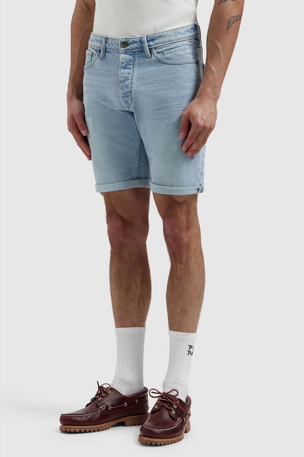 PURE PATH Heren Jeans The Miles Slim Fit Short Lichtblauw - Foto 5