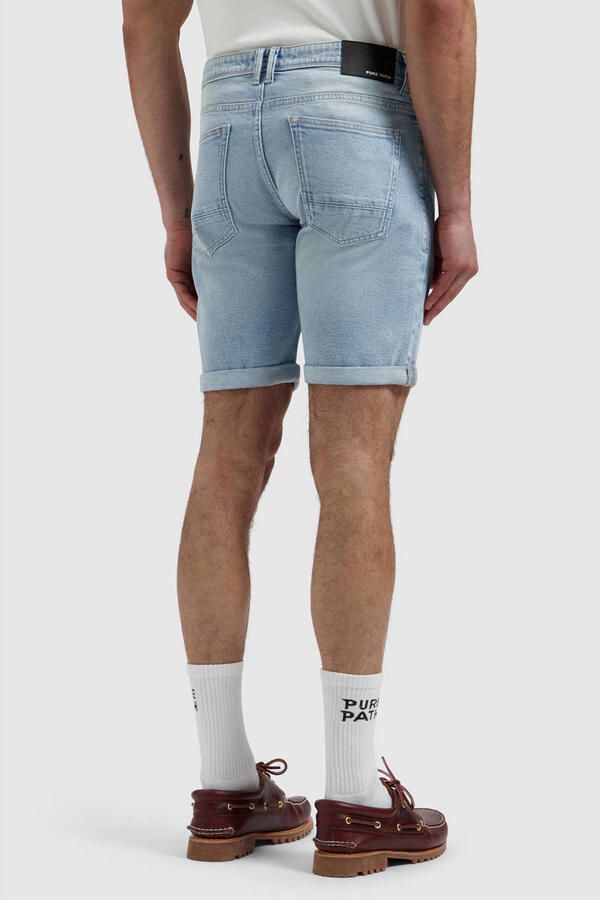 PURE PATH Heren Jeans The Miles Slim Fit Short Lichtblauw - Foto 7