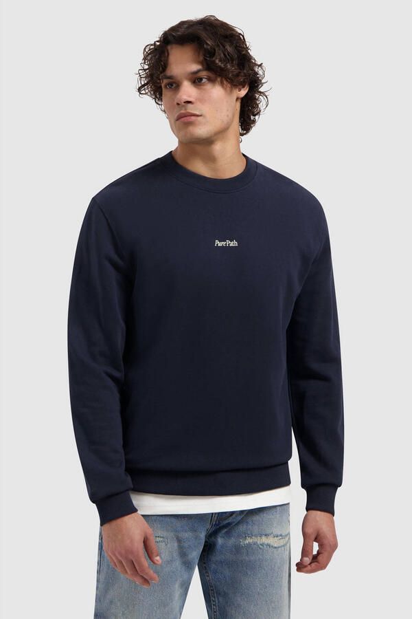 PURE PATH Heren Truien & Vesten Trio Of Flowers Crewneck Donkerblauw - Foto 5