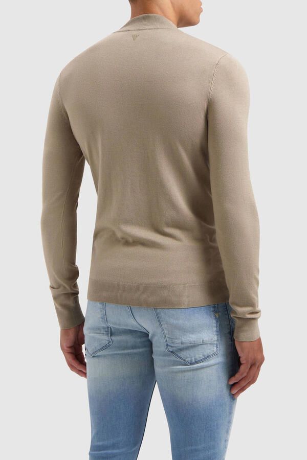 PURE PATH Heren Truien & Vesten Essential Knitwear Halfzip Sweater Taupe - Foto 7
