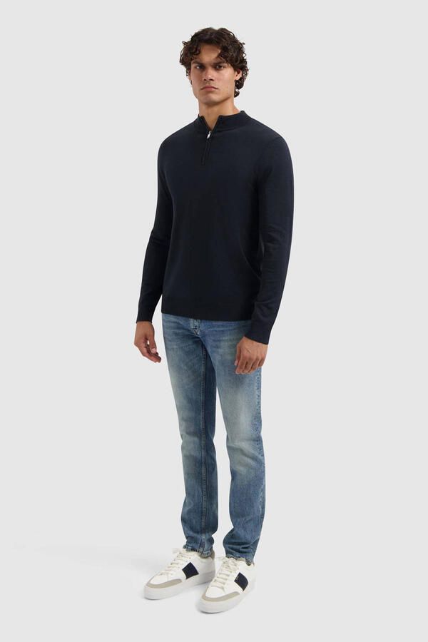 PURE PATH Heren Truien & Vesten Essential Knitwear Halfzip Sweater Donkerblauw - Foto 6