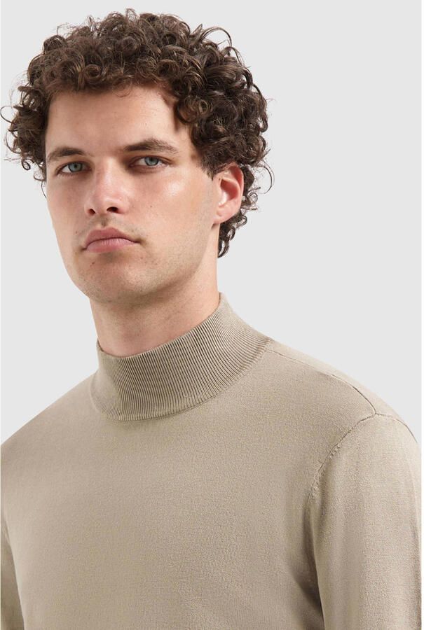 PURE PATH Heren Truien & Vesten Essential Knit Mockneck Sweater Taupe - Foto 7