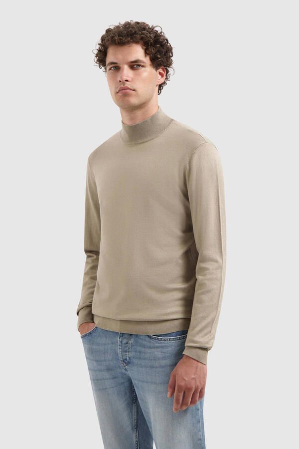 PURE PATH Heren Truien & Vesten Essential Knit Mockneck Sweater Taupe - Foto 6