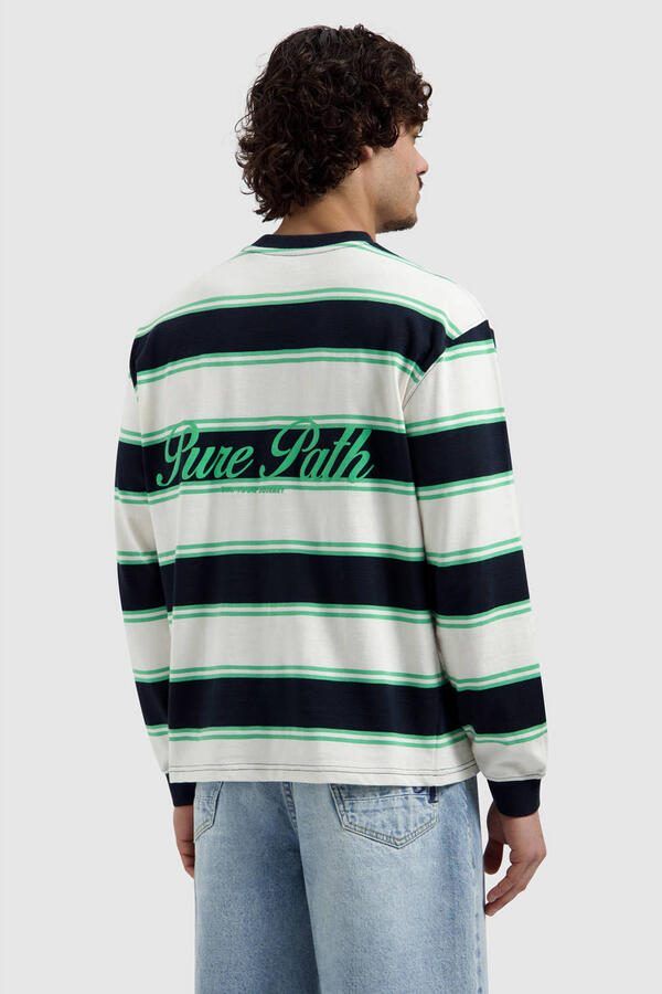 Pure Path gestreepte longsleeve groen - Foto 3