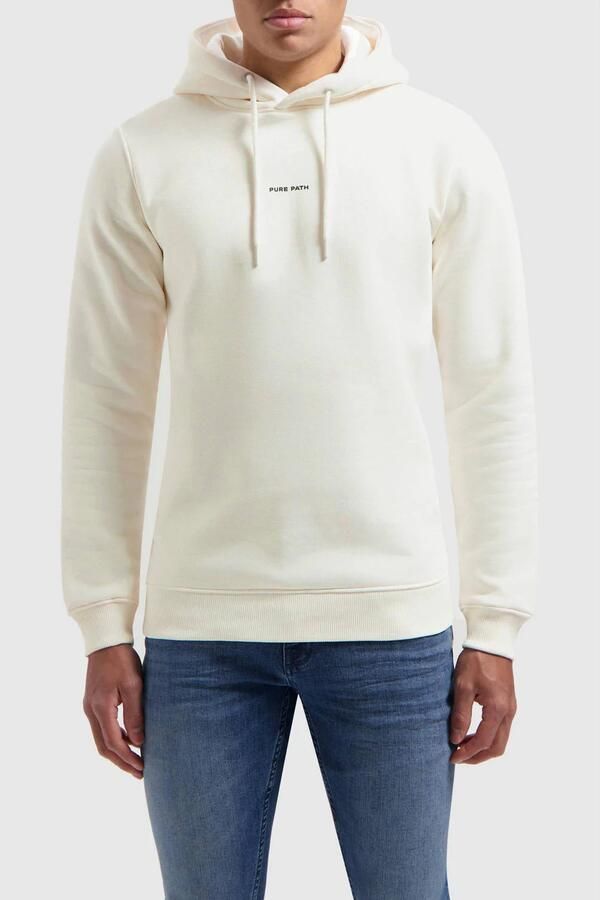 PURE PATH Heren Truien & Vesten Essential Logo Hoodie Gebroken Wit - Foto 6