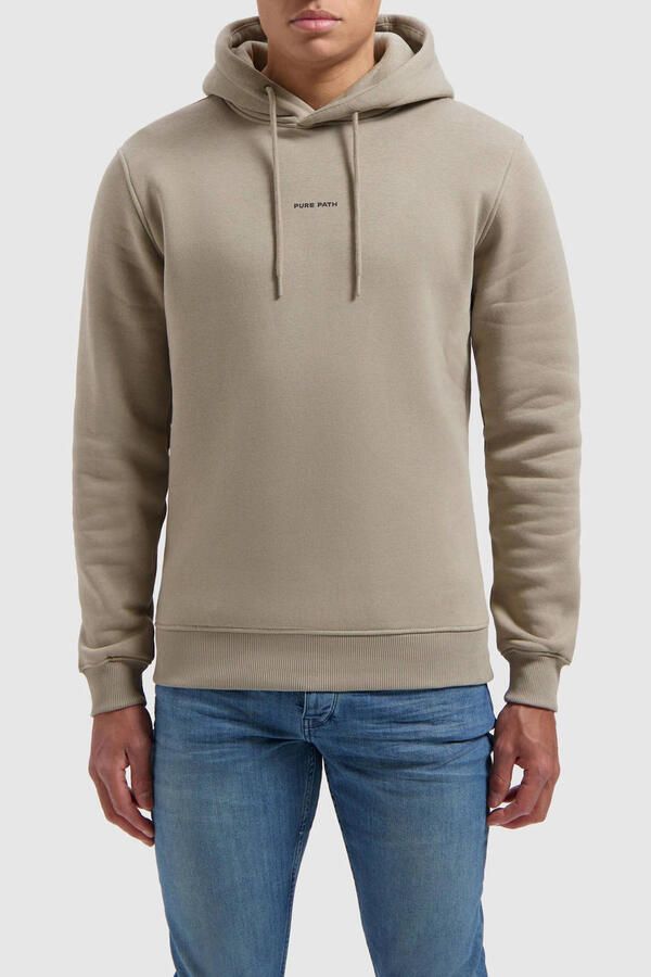 PURE PATH Heren Truien & Vesten Essential Logo Hoodie Taupe - Foto 6