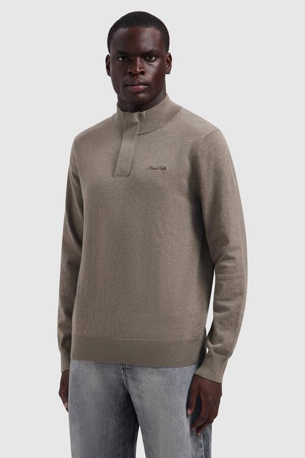 PURE PATH Heren Truien & Vesten Light Weight Hidden Half-zip Taupe - Foto 5