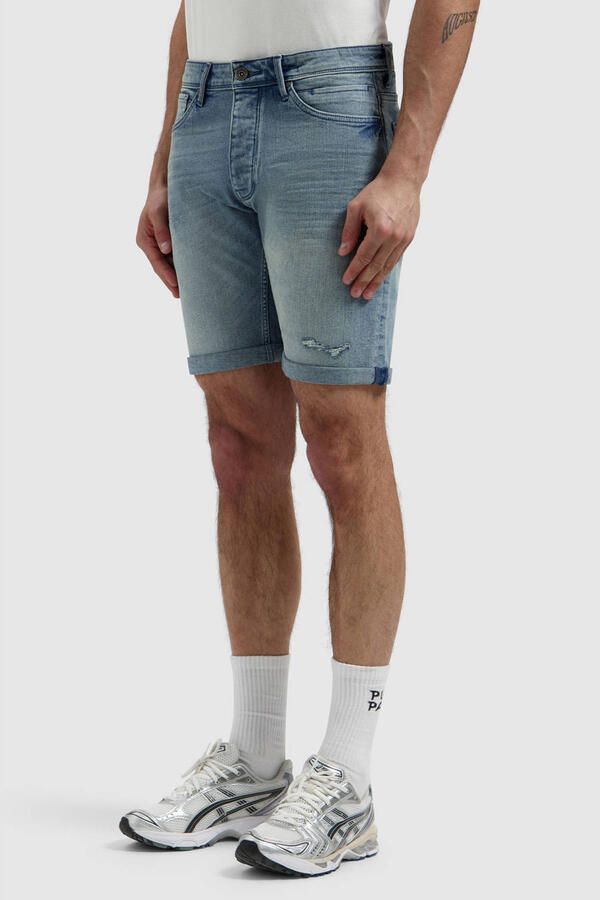 Pure Path Miles denim slim short blauw