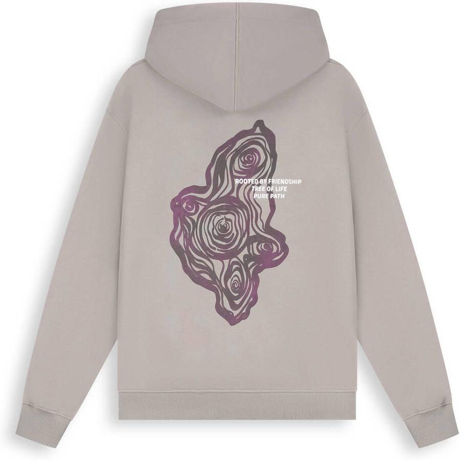 Pure Path oversized hoodie met backprint taupe