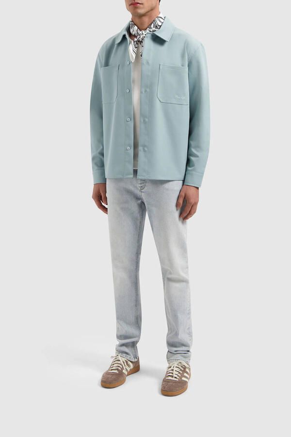 PURE PATH Heren Overhemden Loose Fit Longsleeve Shirts Mint - Foto 5