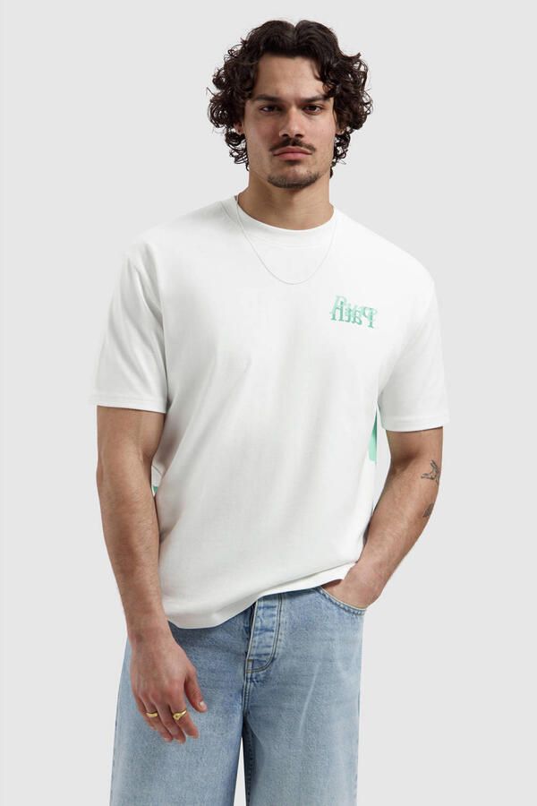 Pure Path oversized T-shirt met backprint ecru