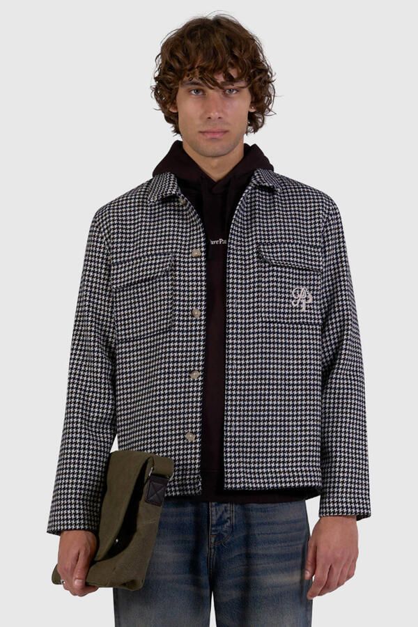 Pure Path regular fit geruit overshirt met wol ecru