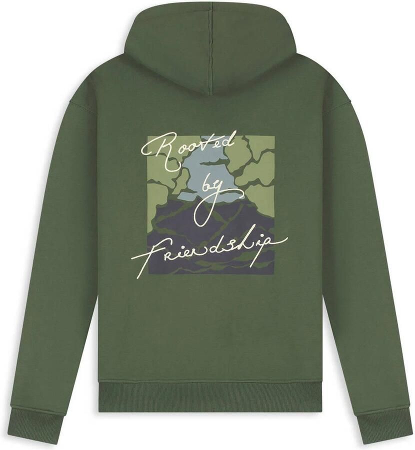 Pure Path regular fit hoodie met backprint dark army