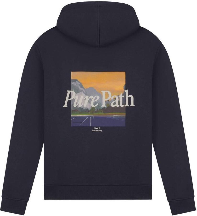 Pure Path regular fit hoodie met backprint donkerblauw