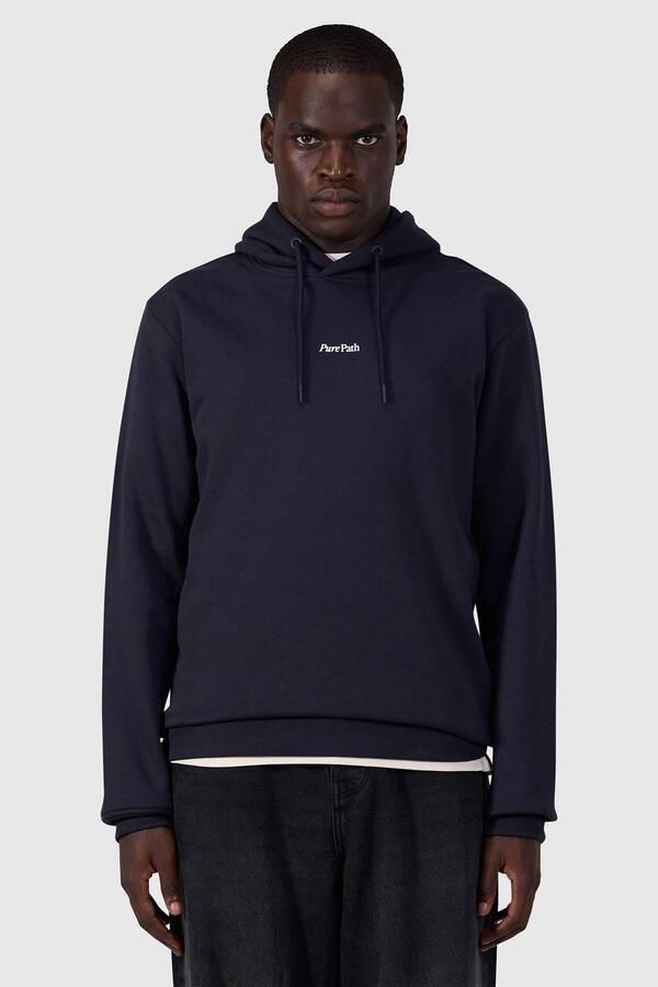 Pure Path regular fit hoodie met backprint donkerblauw
