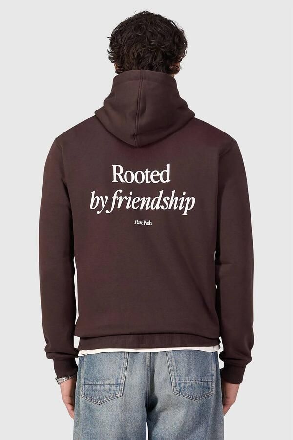 Pure Path regular fit hoodie met backprint donkerbruin - Foto 2