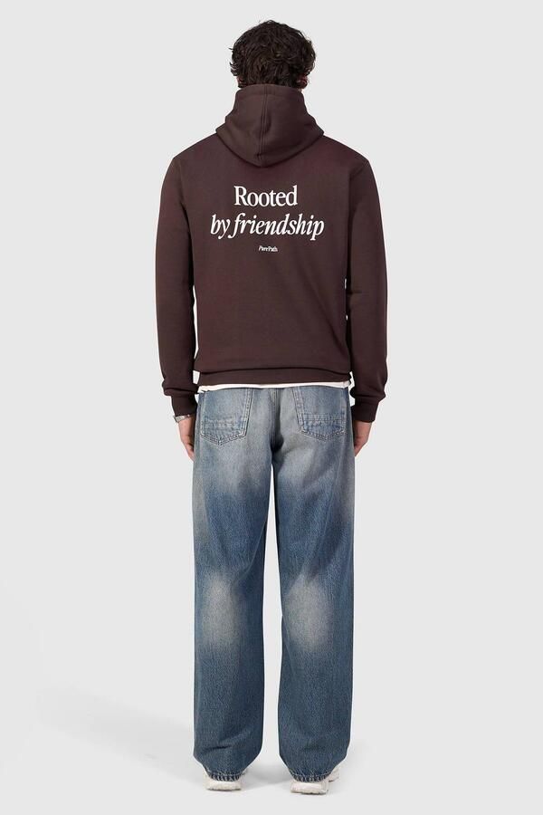 Pure Path regular fit hoodie met backprint donkerbruin - Foto 3
