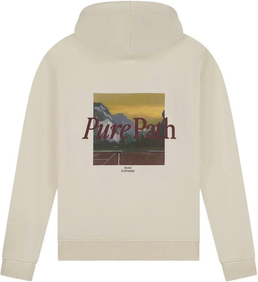 Pure Path regular fit hoodie met backprint ecru - Foto 2