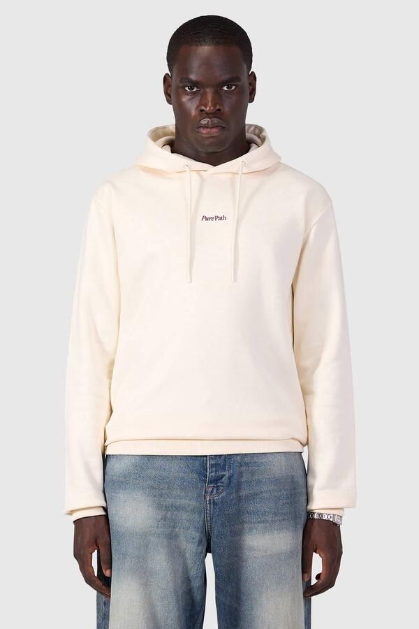 Pure Path regular fit hoodie met backprint ecru - Foto 5