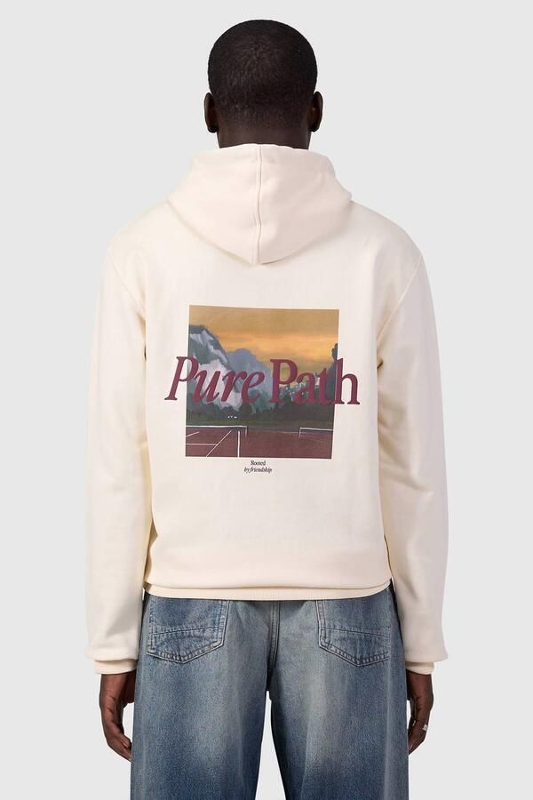 Pure Path regular fit hoodie met backprint ecru - Foto 6
