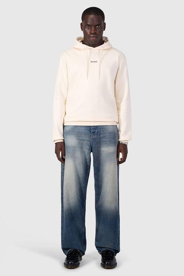 Pure Path regular fit hoodie met backprint ecru - Foto 7