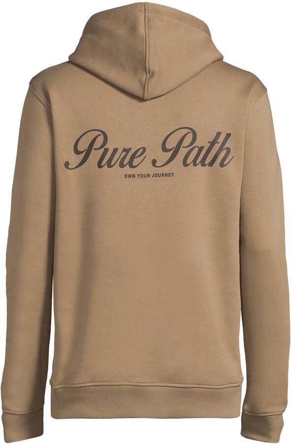 Pure Path regular fit hoodie met backprint taupe - Foto 2