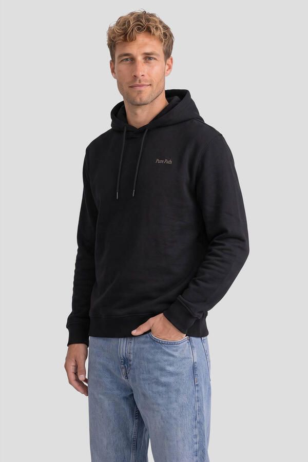 Pure Path regular fit hoodie met backprint zwart