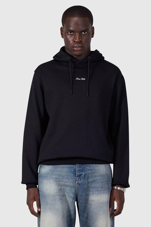 Pure Path regular fit hoodie met backprint zwart
